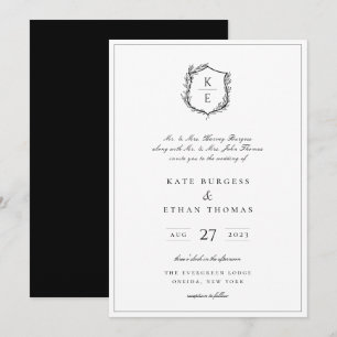 Botanical Crest Monogram Wedding Invitation