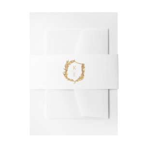 Botanical Crest Monogram Wedding Invitation Belly  Band