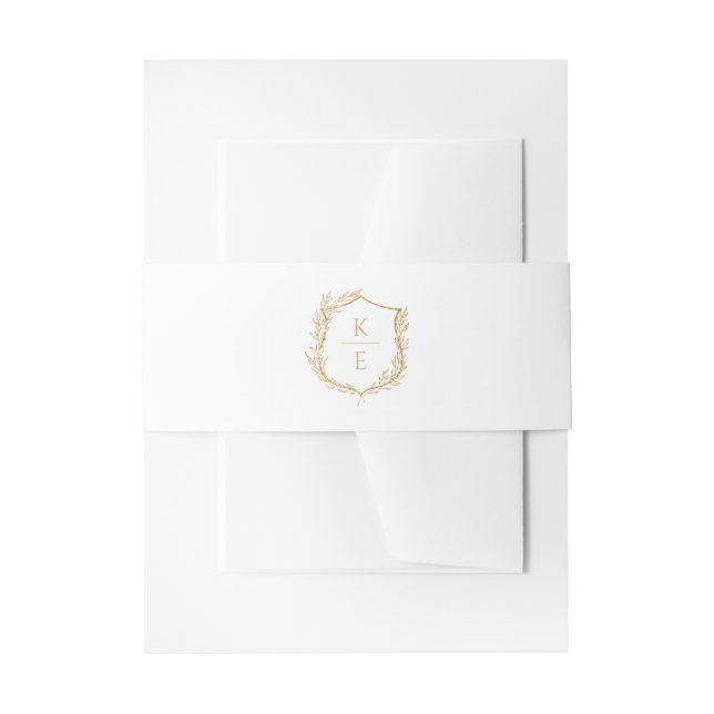 Botanical Crest Monogram Wedding Invitation Belly  Invitation Belly Band (Front Example)