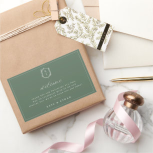 Botanical Crest Monogram Wedding Welcome Rectangular Sticker