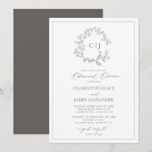 Botanical Crest Suite Monogram Rehearsal Dinner Invitation