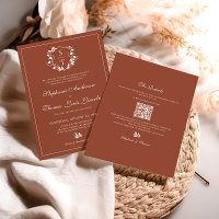 Botanical Crest Terracotta Wedding QR Code