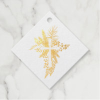 Botanical Cross Christening Thank You Real Gold