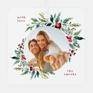 Botanical Custom Photo Floral Family Christmas Metal Tree Decoration