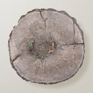 Botanical Cut Palm Tree Bark Photo Round Pillow