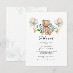 Botanical Cute Bear Eucalyptus Couples Baby Shower Invitation