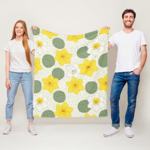 Botanical Daffodil Floral Geometric Pattern (1) Fleece Blanket