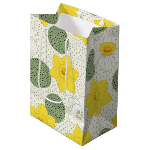 Botanical Daffodil Floral Geometric Pattern (1) Medium Gift Bag