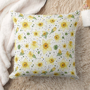 Botanical Daffodil Floral Geometric Pattern (2) Cushion
