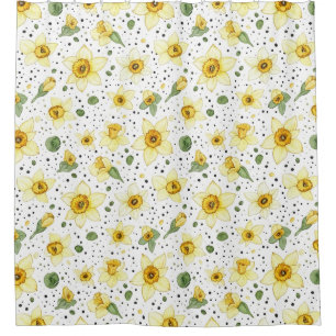 Botanical Daffodil Floral Geometric Pattern (2) Shower Curtain