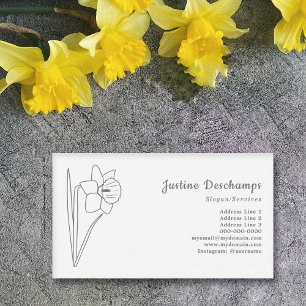 Botanical Daffodil Line Art Flower Business Card