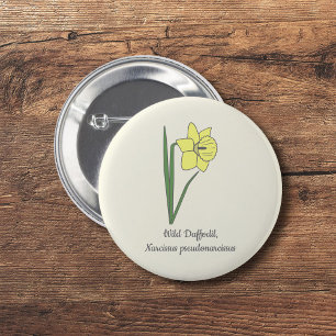 Botanical Daffodil Pastel Flower  6 Cm Round Badge
