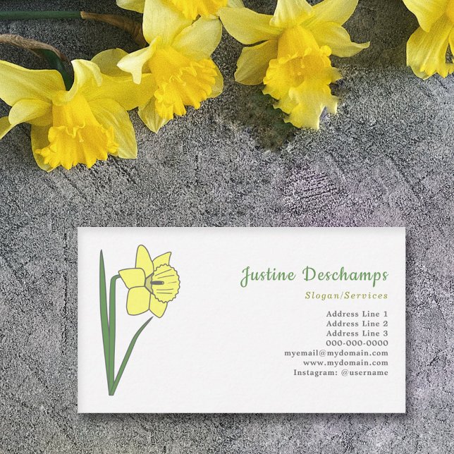Botanical Daffodil Pastel Flower Business Card (Botanical Daffodil Business Card)