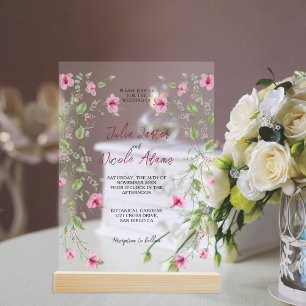 Botanical Daffodils Daisy Peony Flowers Wedding Acrylic Invitations