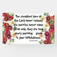 Botanical Dahila Flower Gods Love Christian Banner