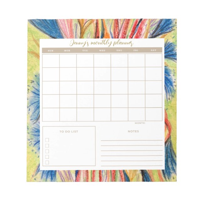 Botanical Daily Planner Pad with Calendar (Front)