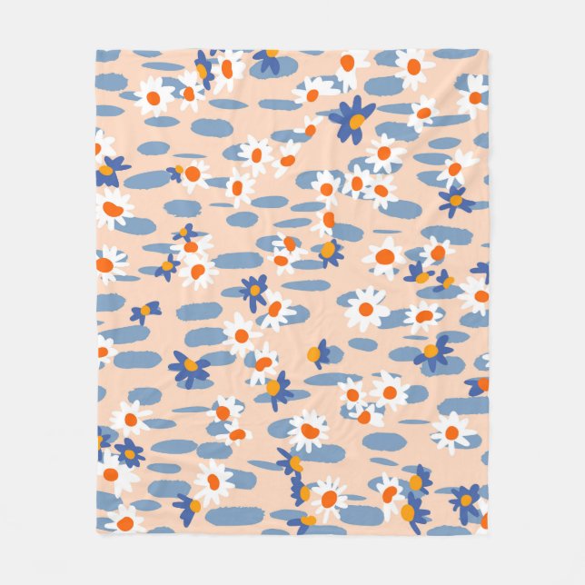 Botanical Daisies: Vintage Seamless Pattern. Fleece Blanket (Front)