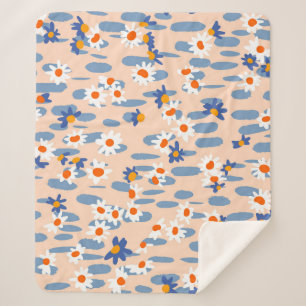 Botanical Daisies: Vintage Seamless Pattern. Sherpa Blanket