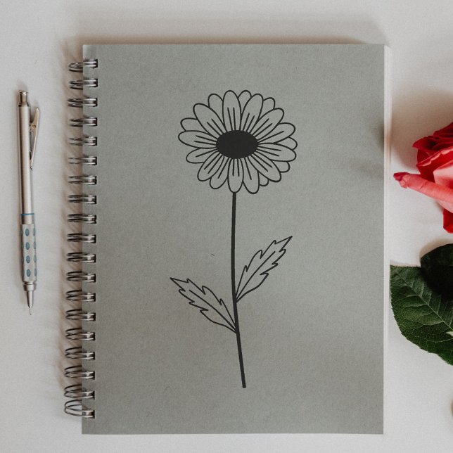 Botanical Daisy Line Art Flower Rubber Stamp (Botanical Daisy Line Art Flower Rubber Stamp)
