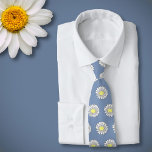 Botanical Daisy Pastel Flower Blue Tie<br><div class="desc">A blue neck tie with a pattern of botanical daisy flower illustration in pastel colours (Leucanthemum vulgare): a perfect gift for a lover of flowers. Daisy is the April birth flower and is symbolic meanings of kindness,  purity,  innocence,  joy and cheerfulness.</div>