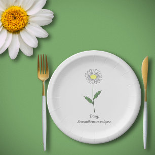 Botanical Daisy Pastel Flower  Paper Plate
