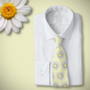 Botanical Daisy Pastel Flower Yellow Tie