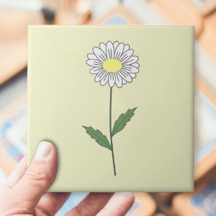 Botanical Daisy Pastel Flower Yellow Tile