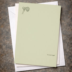 Botanical Dark Academia Fern Fiddlehead Custom Letterhead