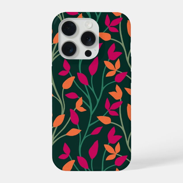 Botanical Dark Green Leaves Bold and Vibrant Style iPhone Case (Back)