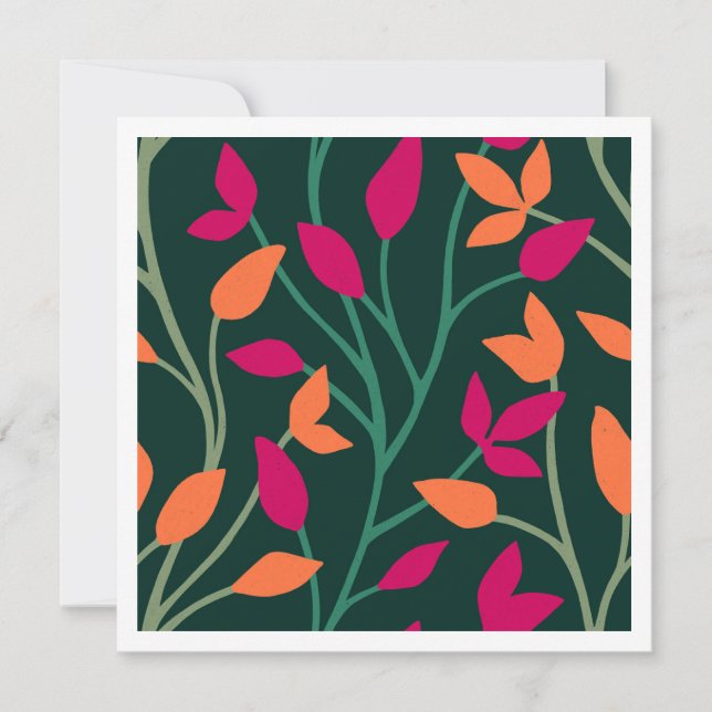 Botanical Dark Green Leaves Bold Card (Front)