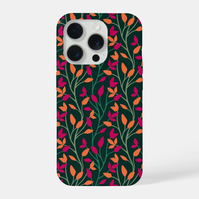 Botanical Dark Green Leaves Elegant Style iPhone Case (Back)
