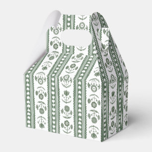 Botanical Dark Green & White Botanical Block Print Favour Box