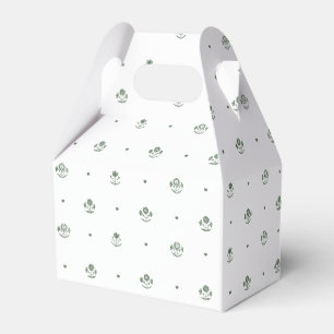 Botanical Dark Green & White Botanical Block Print Favour Box