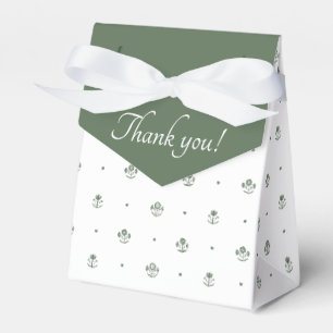 Botanical Dark Green & White Botanical Block Print Favour Box