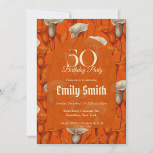 Botanical dCall Lilies Accent Women Birthday Invitation