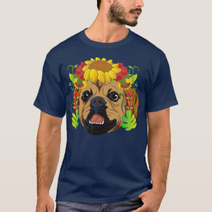 Botanical Dog Owner Flower Crown Pet Puggle T-Shirt