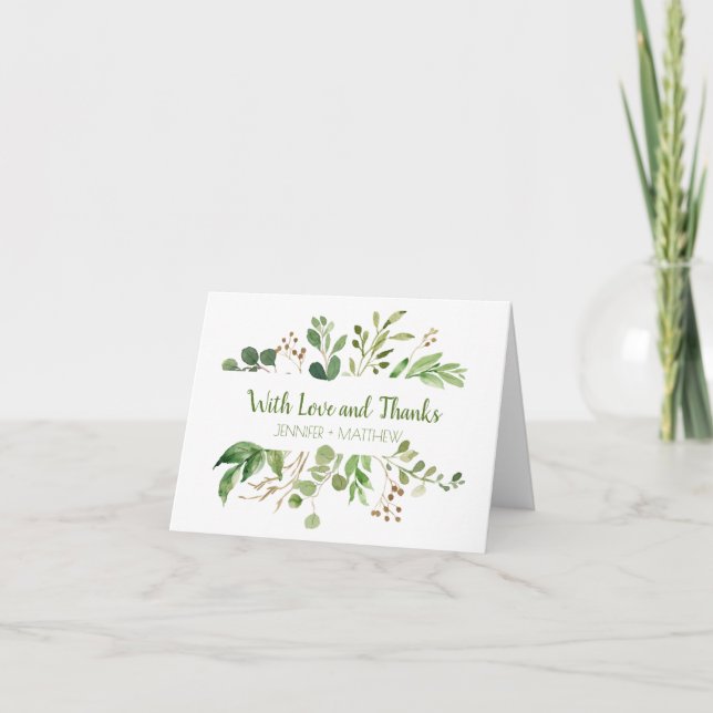 Botanical Dream Rustic Greenery Thank You Cards (Front)
