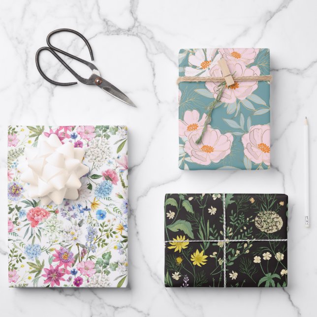 Botanical Dream Trio 3 Wrapping Paper Sheet (Front)