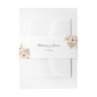 Botanical Dried Palms Neutral Tones Wrap Invitation Belly Band