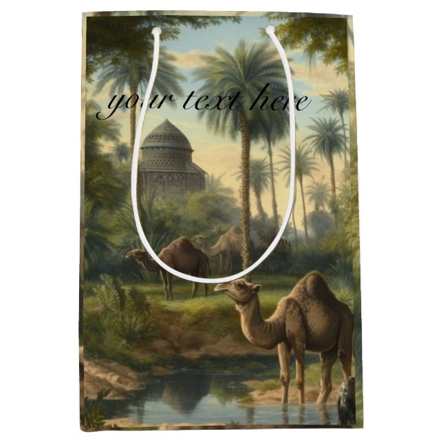 Botanical: dromedaries in the jungle customisable medium gift bag (Front)