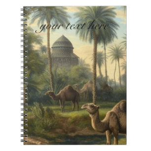 Botanical: dromedaries in the jungle near a river notebook