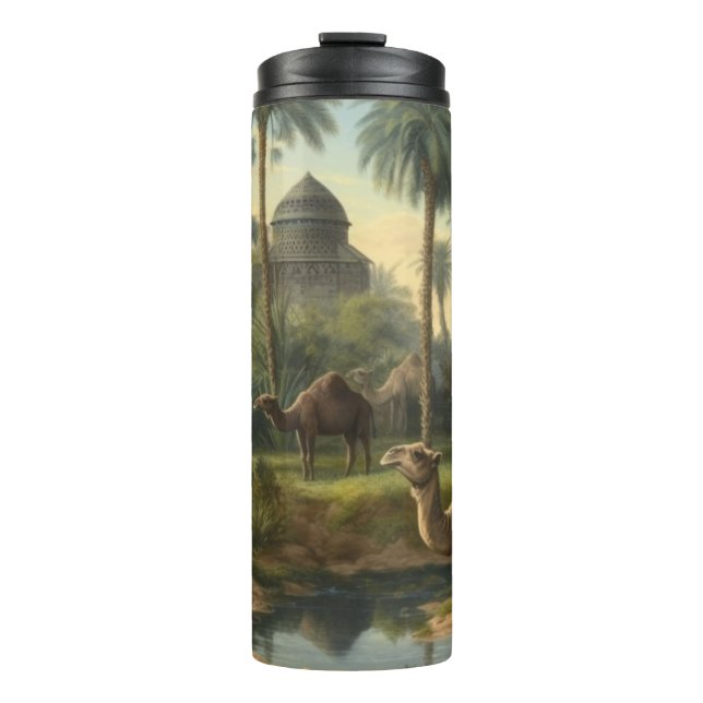 Botanical: dromedaries in the jungle near a river thermal tumbler (Front)