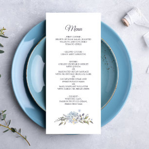 Botanical Dusty Blue Floral Wedding Menu