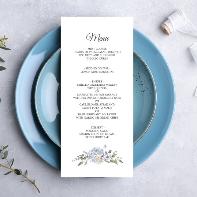 Botanical Dusty Blue Floral Wedding Menu (Creator Uploaded)