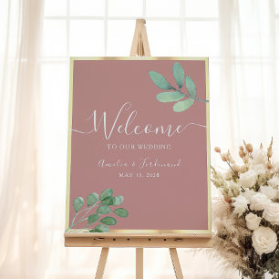 Botanical Dusty Rose Wedding Welcome Poster