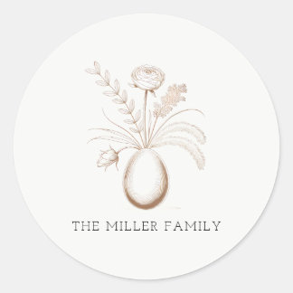 Botanical Easter Personalized Round Sticker