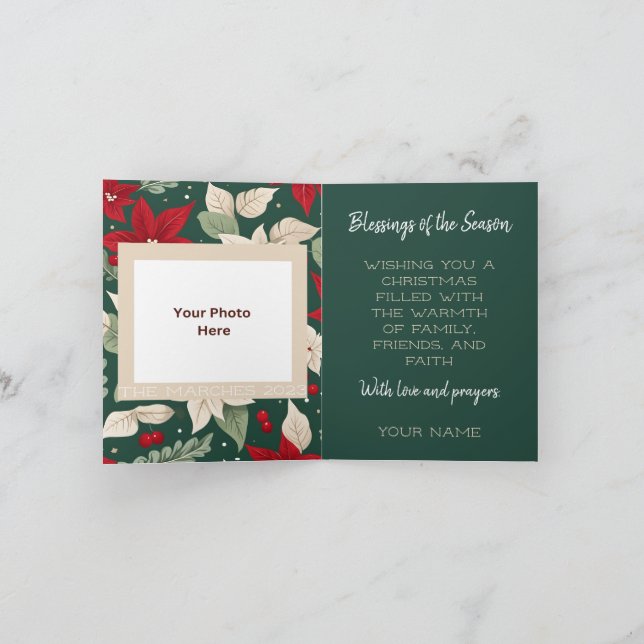 Botanical Elegance Christmas Folded Greeting Card (Inside)