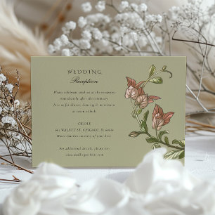 Botanical Elegance Parrot Wedding Reception Card