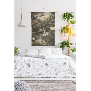 Botanical Elegance – Swan in the Forest Hanging Tapestry