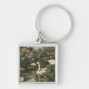 Botanical Elegance – Swan in the Forest Key Ring